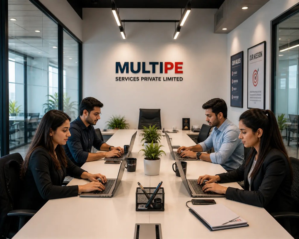 MULTIPE team collaborating in the office